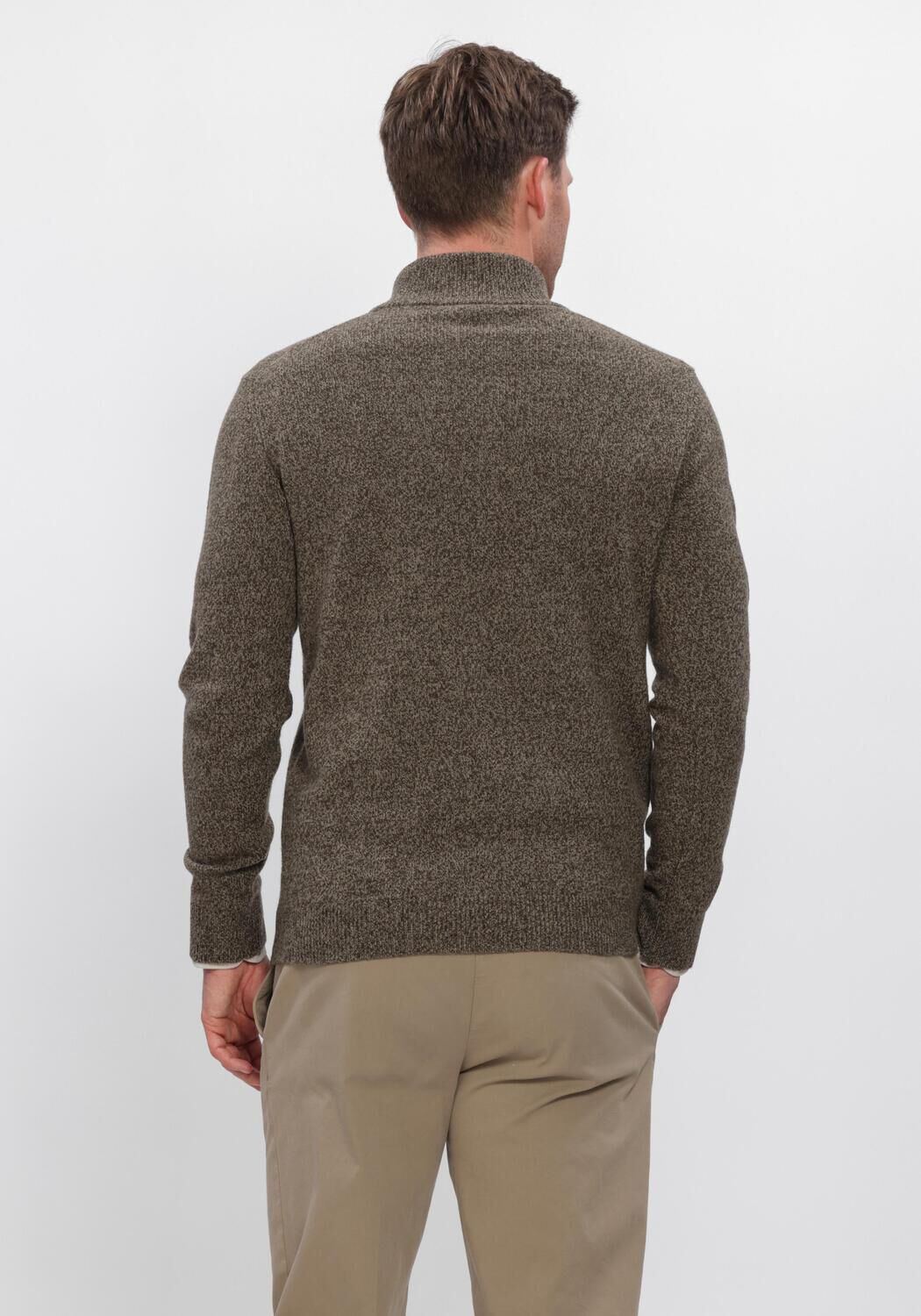 Bruine PROFUOMO Trui PULLOVER HALF ZIP 80/20 - large