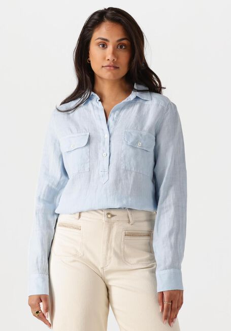 Lichtblauwe MOS MOSH Blouses MMENNA LINEN POCKET BLOUSE - large