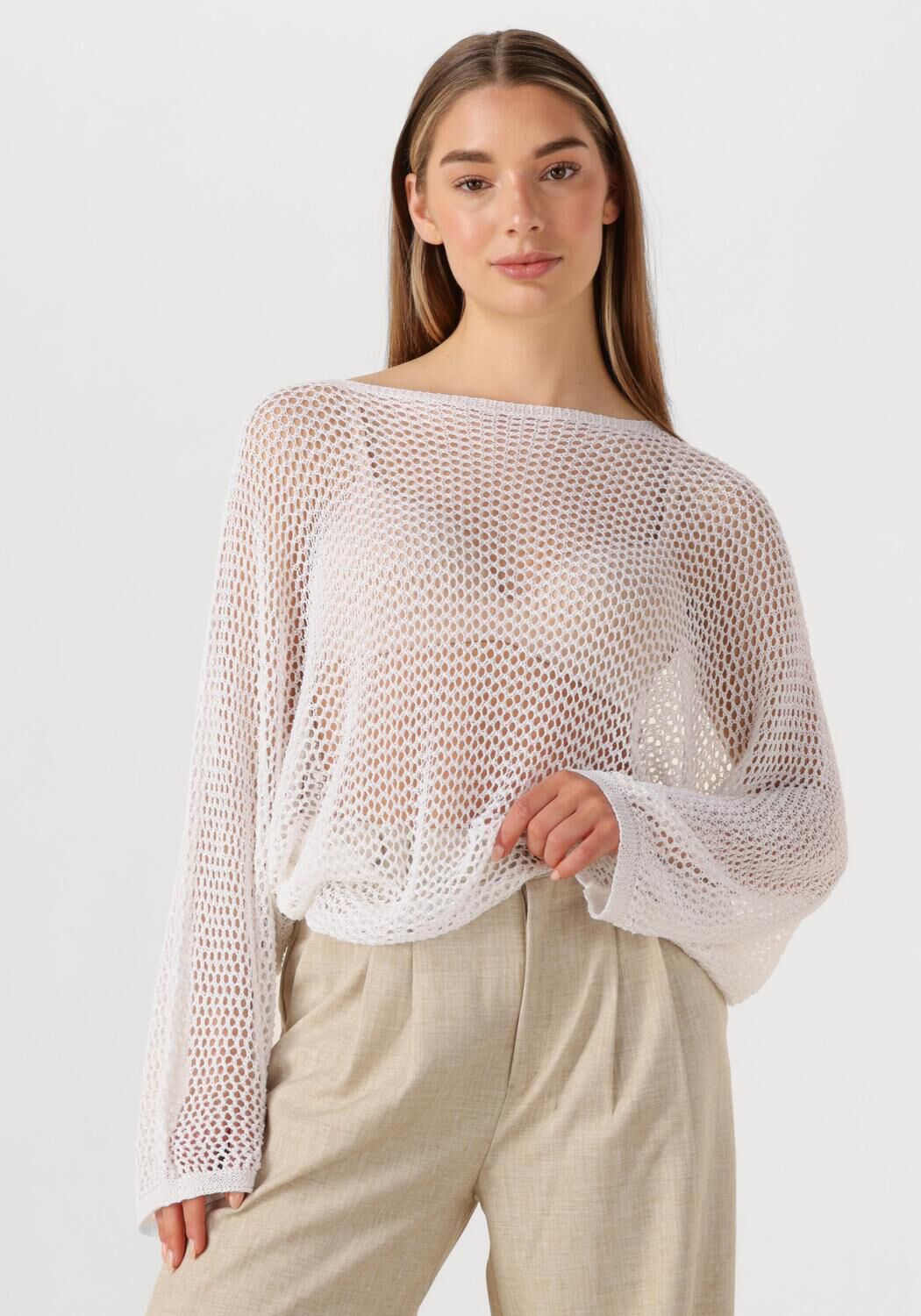 Resort Finest Trui Dames Crochet Sweater, Maat: M, Kleur: Wit afbeelding 1