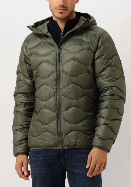 Groene PEAK PERFORMANCE Gewatteerde jas M HELIUM DOWN HOOD JACKET - large