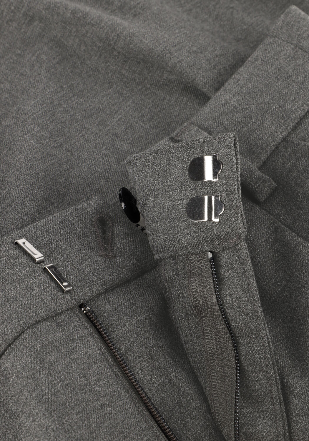 Grijze GESTUZ Wijde broek GZPAULA MELANGE MW WIDE PANTS - large