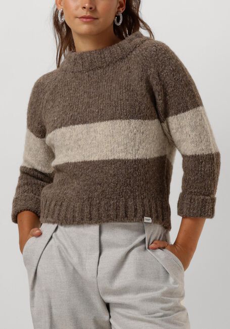 Bruine PENN & INK Trui 225 JUMPER STRIPE - large