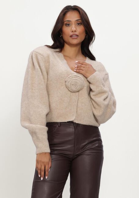 Beige ROTATE Vest KNIT FLOWER CARDIGAN - large