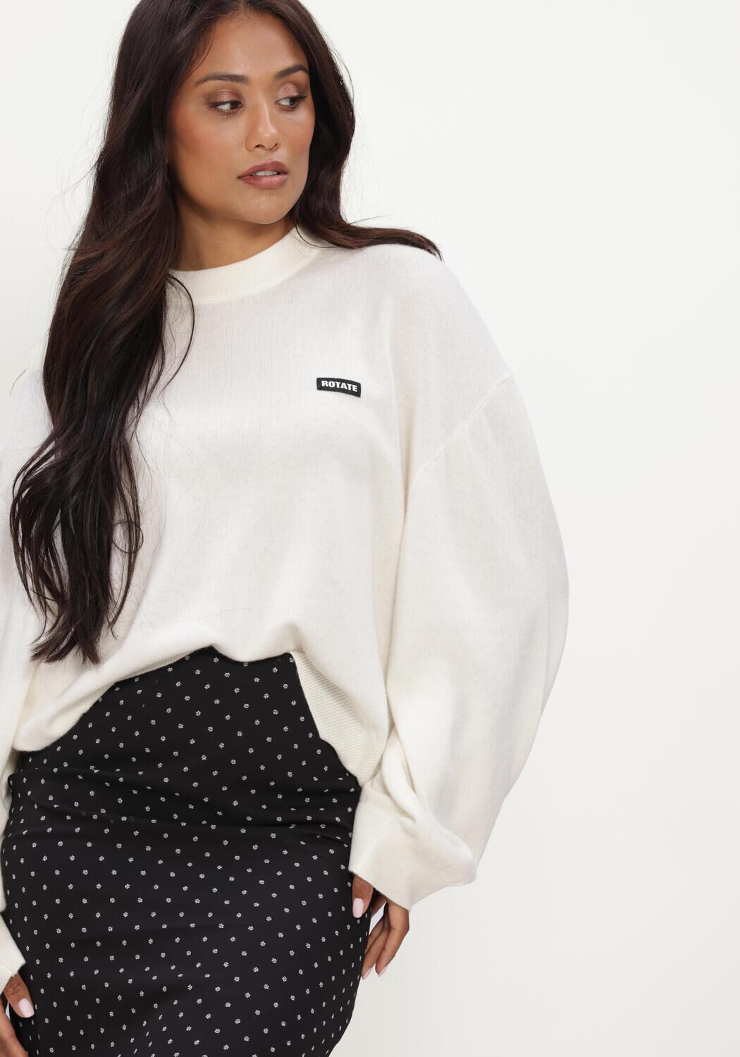 Gebroken wit ROTATE Trui OVERSIZED KNIT PULLOVER - large
