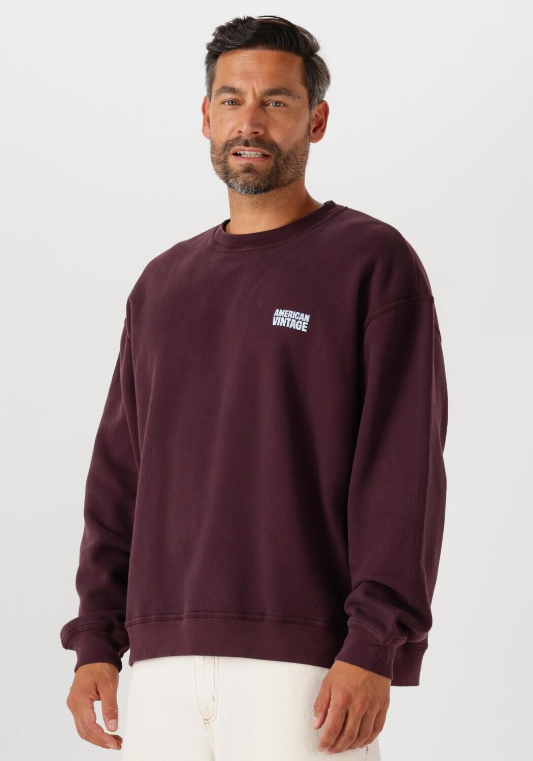 American Vintage Sweater Heren Plizzy Crew, Maat: M, Kleur: Bordeaux afbeelding 1