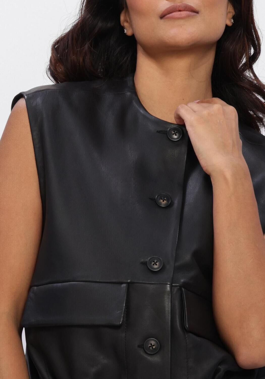 Zwarte STUDIO AR Gilet DANIELA SHEEP VEG NAPPA - large