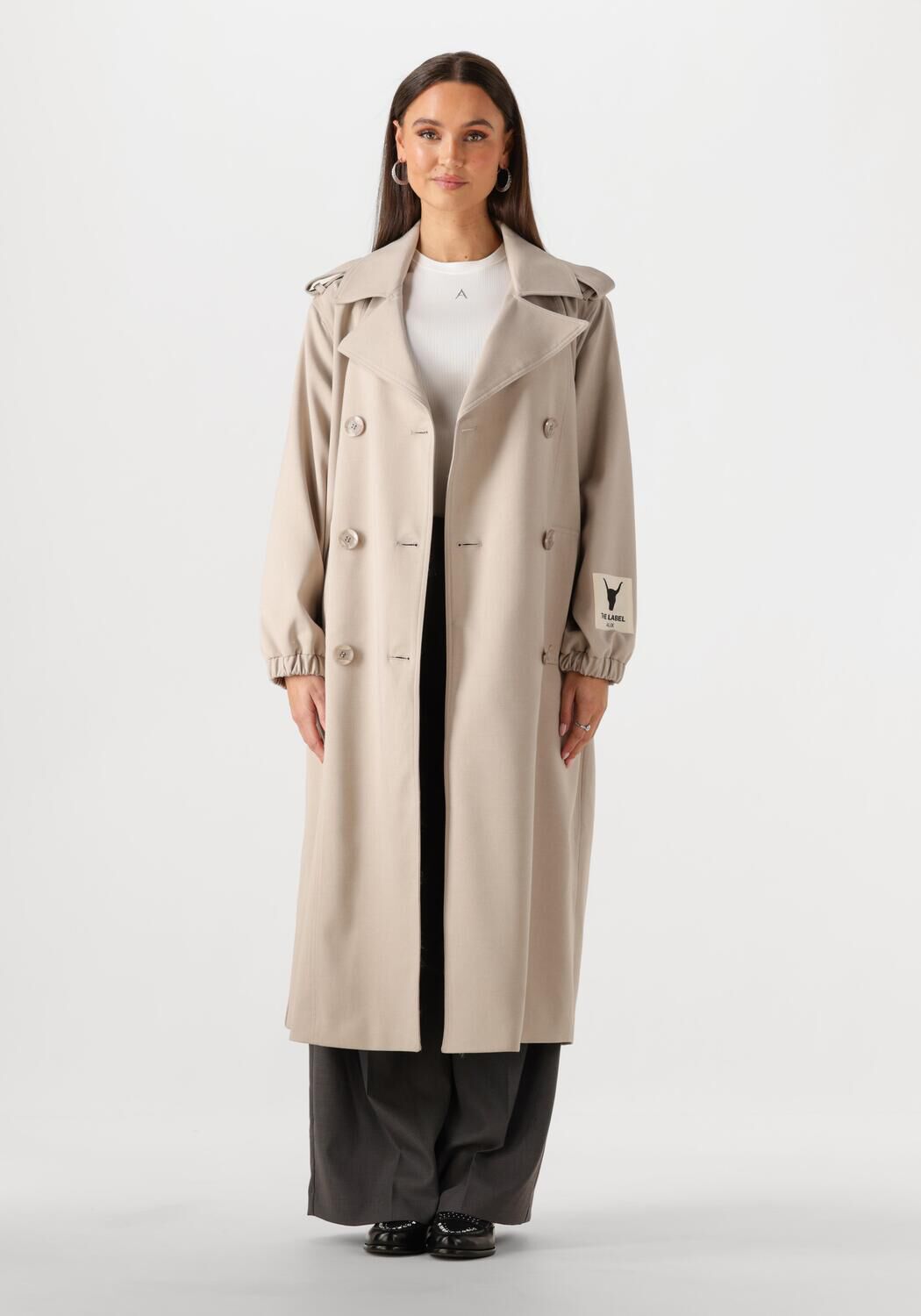 Alix the Label Trenchcoat Dames Ladies Woven Trenchcoat, Maat: XL, Kleur: Beige