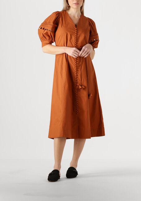 Bruine SCARLETT POPPIES Midi jurk FLEURETTA MIDI DRESS - large