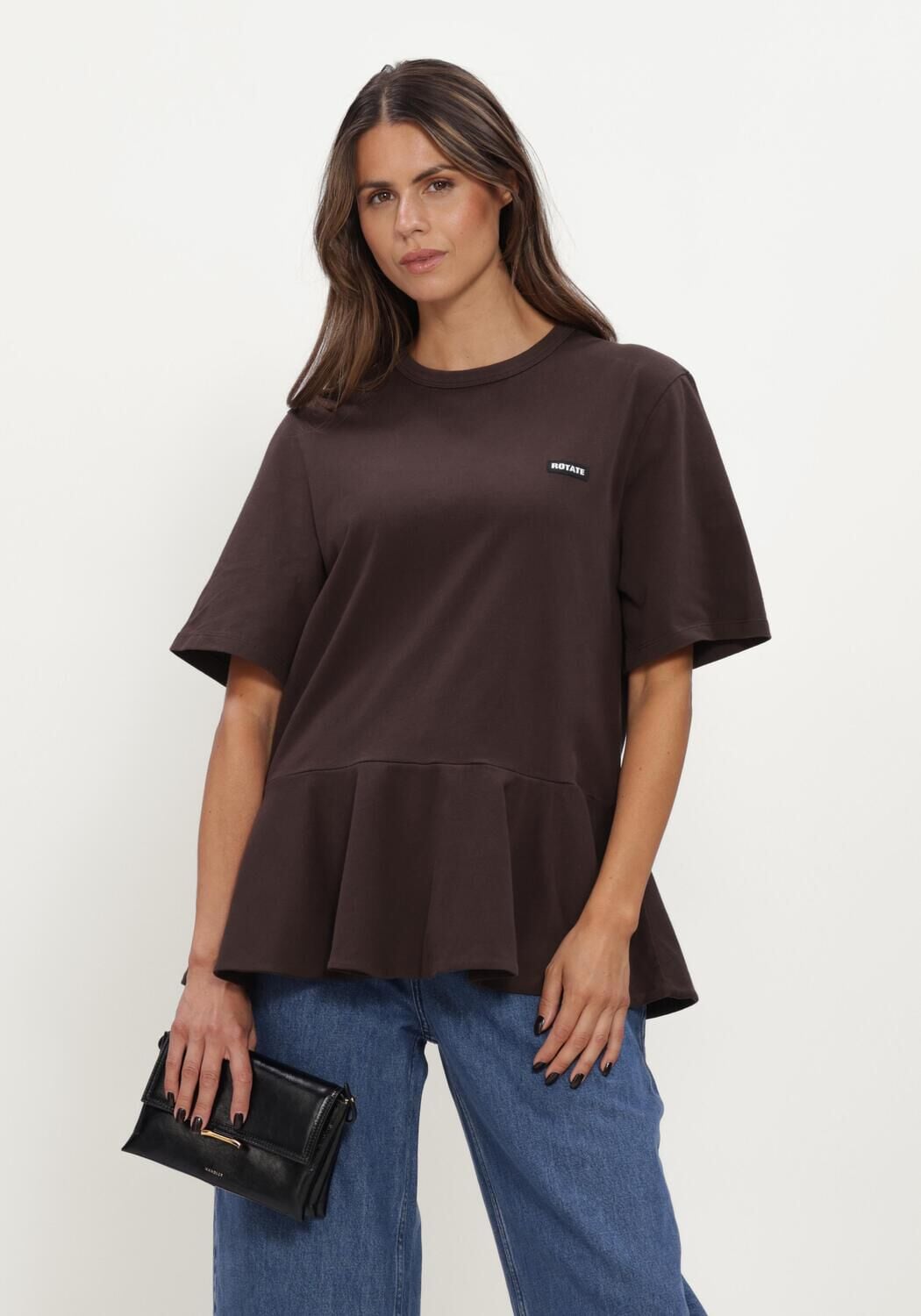 Bruine ROTATE Top PEPLUM T-SHIRT - large