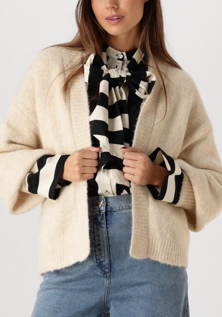 Beige SUMMUM Vest PUFF SLEEVE CARDIGAN COZY MELANGE KNIT - large