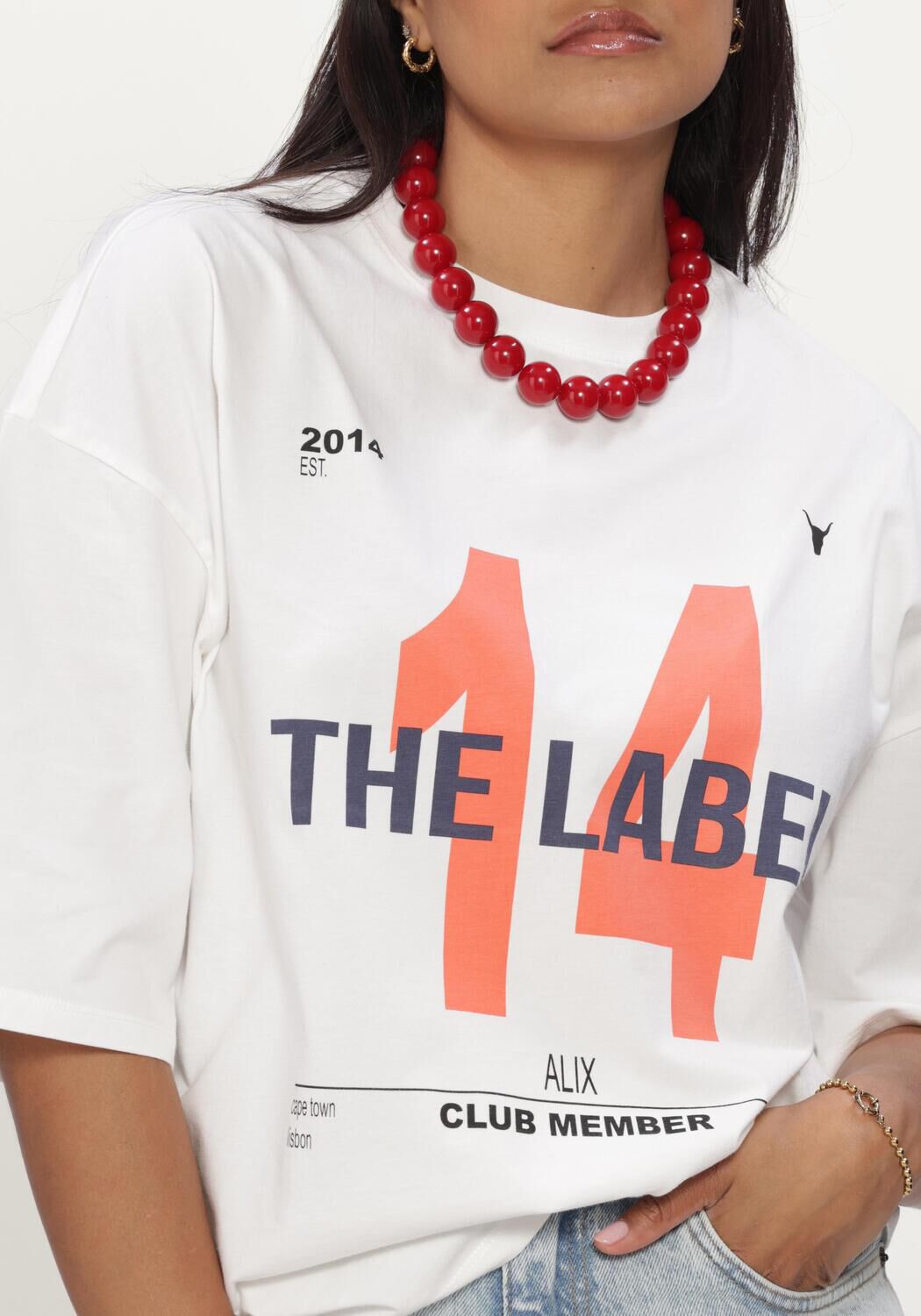 Witte ALIX THE LABEL Tops & T-shirts LADIES KNITTED 14 THE LABEL T-SHIRT - large