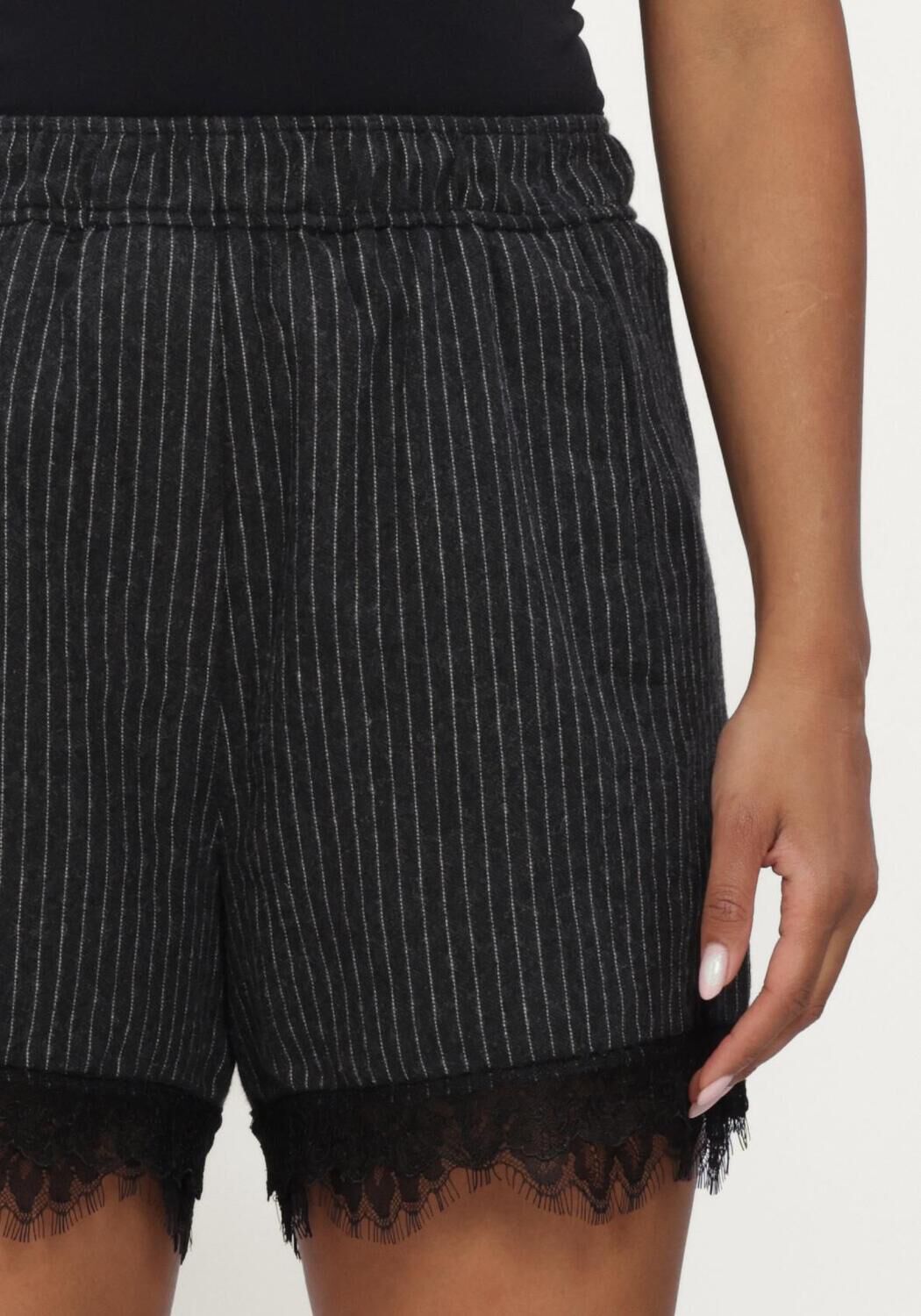 Grijze GANNI Korte broek PINSTRIPE FLANNEL LACE SHORTS - large