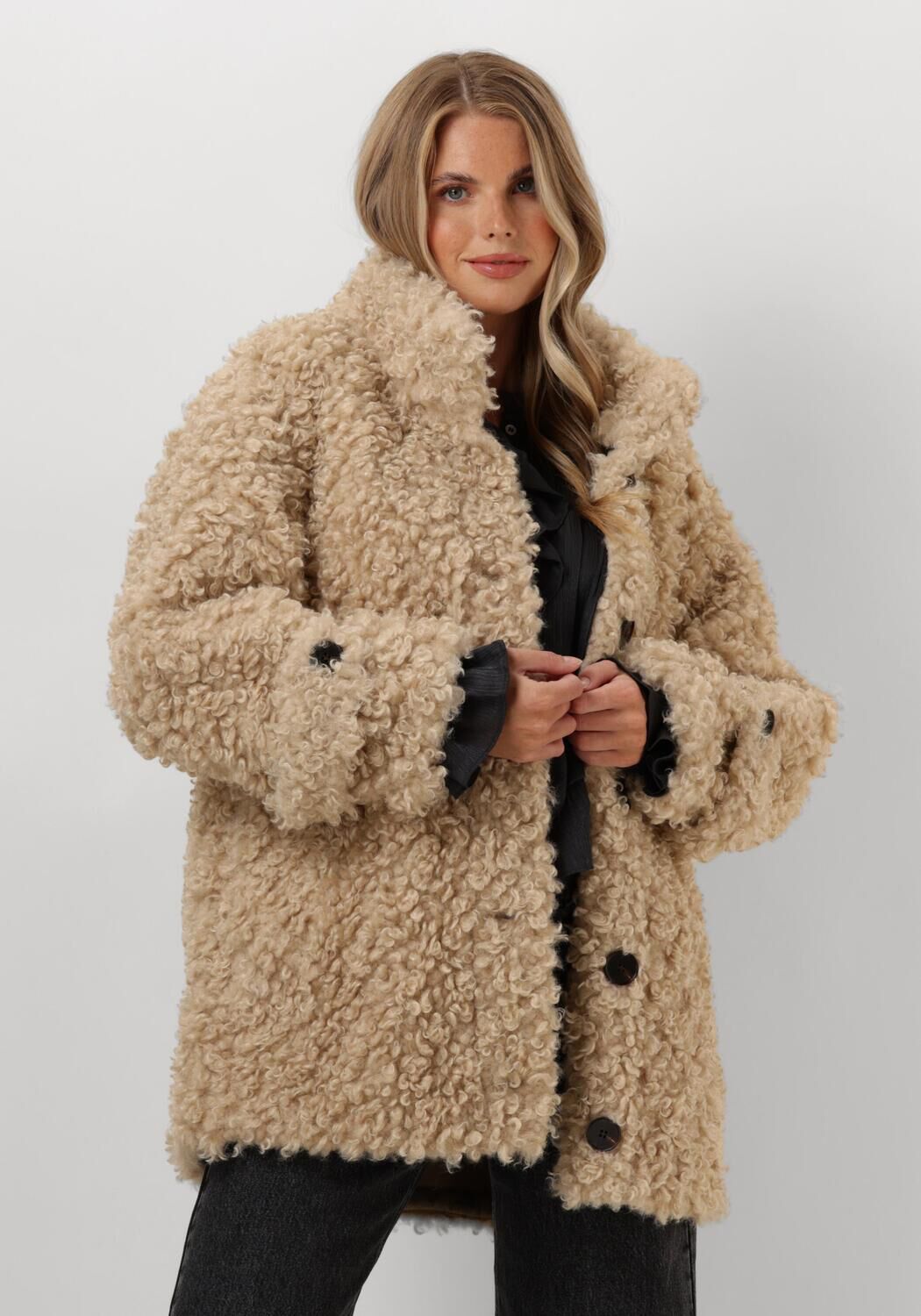 Co'Couture Teddy Jas Dames Teddy Mix Jacket, Maat: L, Kleur: Beige