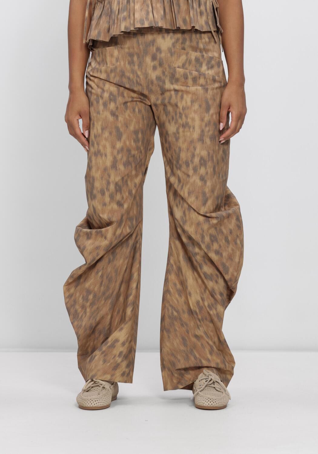 Groene GANNI Wijde broek COTTON LW TWISTED PANTS - large