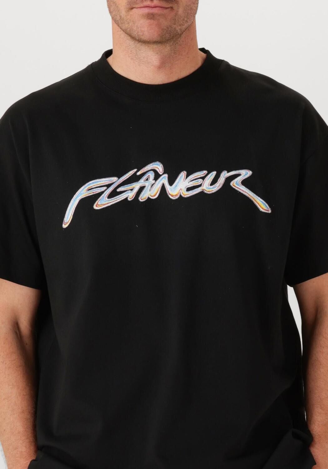 Zwarte FLANEUR Polo / T-shirt CHROME T SHIRT - large