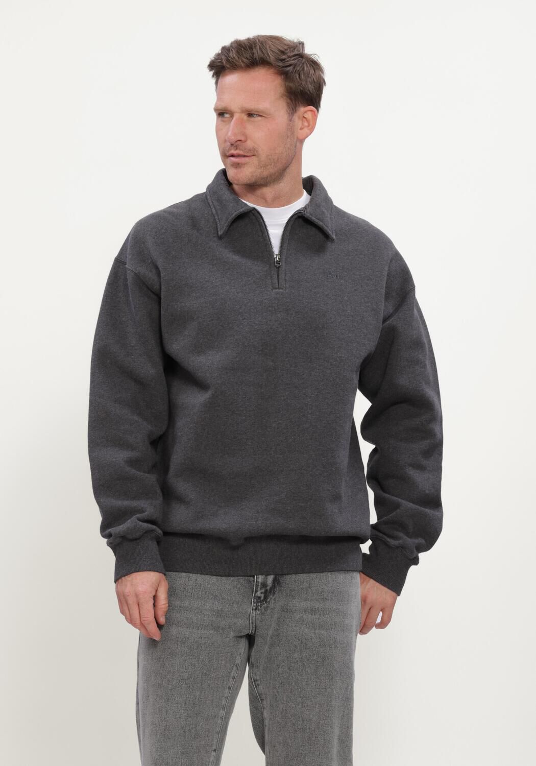 Grijze FOR&Eacute;T Trui HOOK HALF ZIP - large