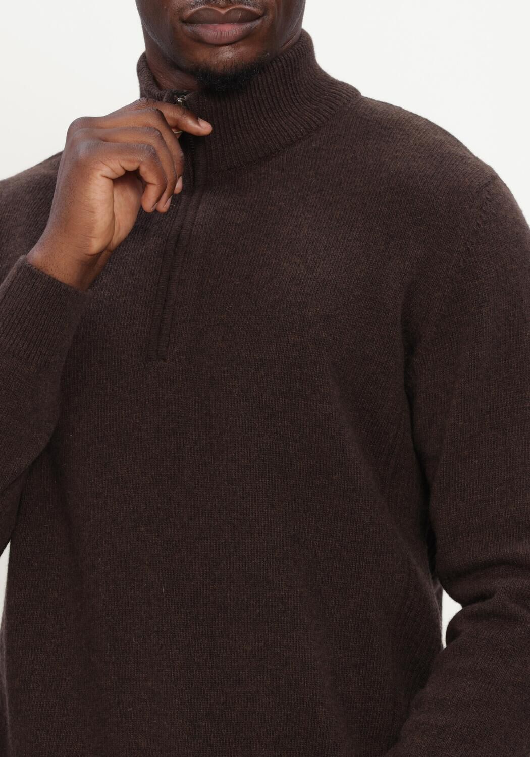 Bruine BARBOUR Trui HOLDEN HALF ZIP KNITTED JUMPER KNITWEAR - large