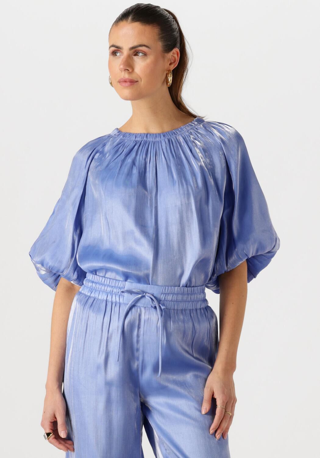 Dante6 Top Dames Simo Shimmer Back Detail Top, Maat: 34, Kleur: Lichtblauw