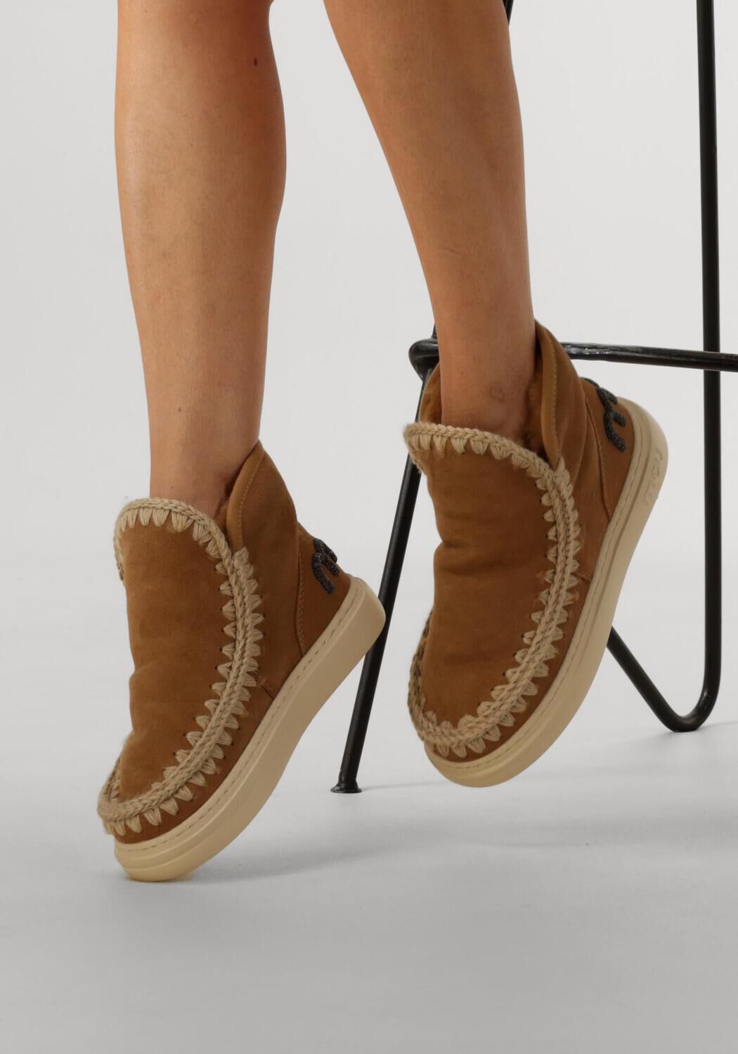 Cognac MOU Vachtlaarzen ESKIMO SNEAKER BOLD GLITTER LOGO - large