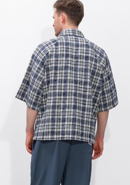 Blauwe NEW AMSTERDAM SURF ASSOCIATION Casual overhemd WIJK SHIRT SHORT SLEEVES BLEACHES CHECK - large