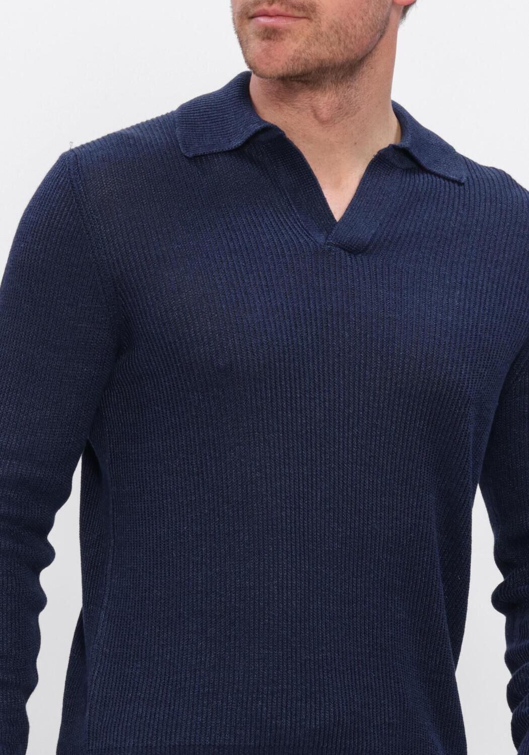 Donkerblauwe GRAN SASSO Polo TENNIS L/SLV SKIPPER - large