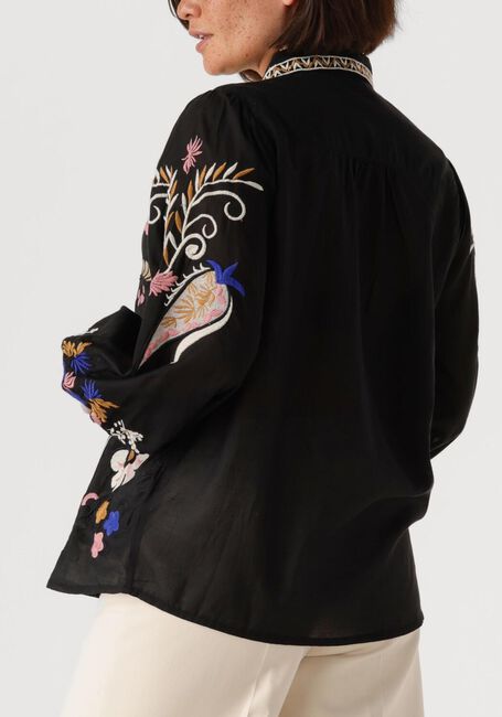 Zwarte SUMMUM Blouses BLOUSE EMBROIRERED VOILE - large