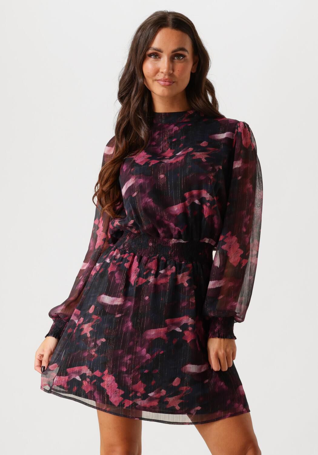 AAIKO Mini Jurk Dames Gabry Winter Bloom, Maat: L, Kleur: Roze