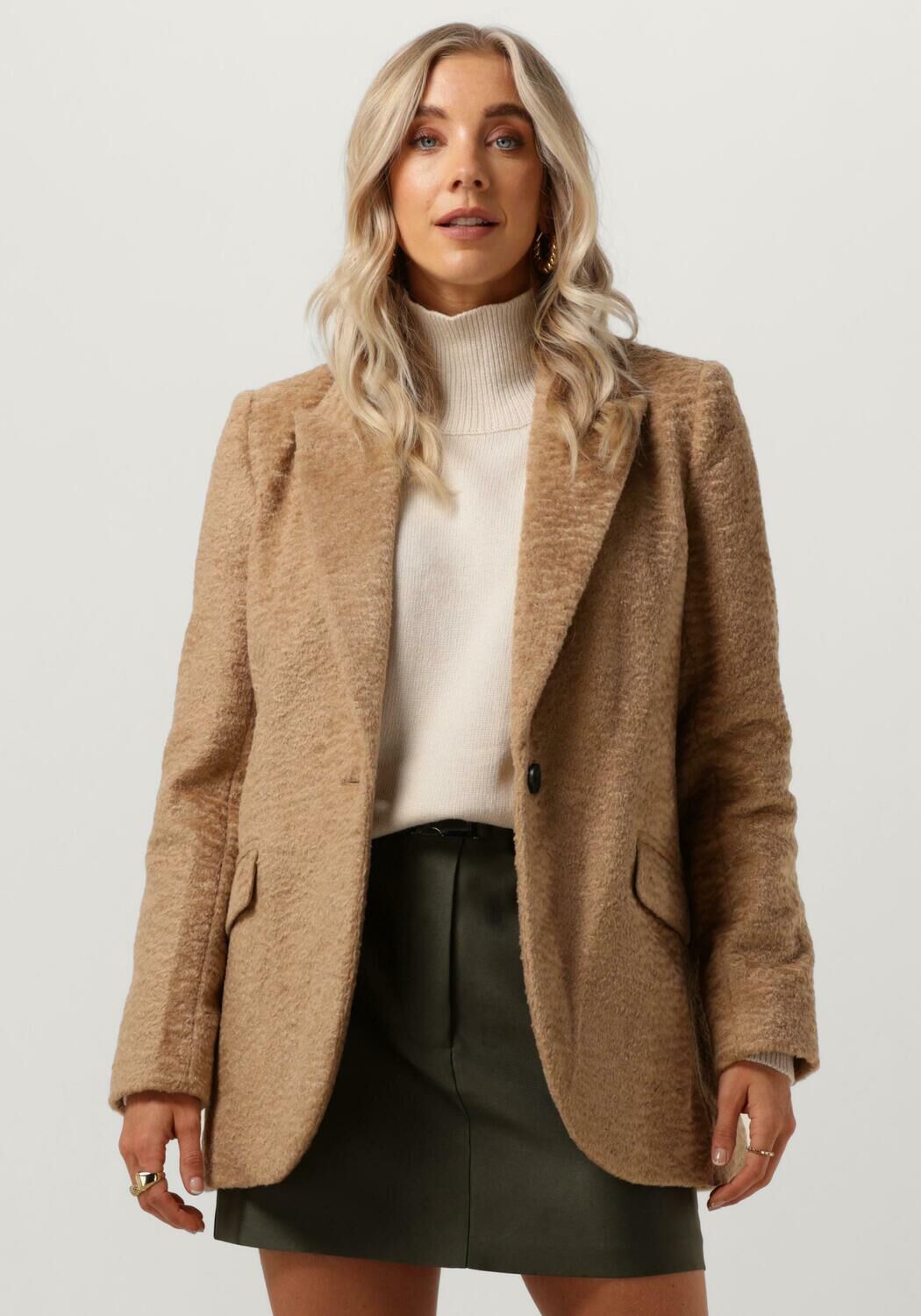 Co'Couture Blazer Dames Fluffy Oversize Blazer, Maat: M, Kleur: Camel