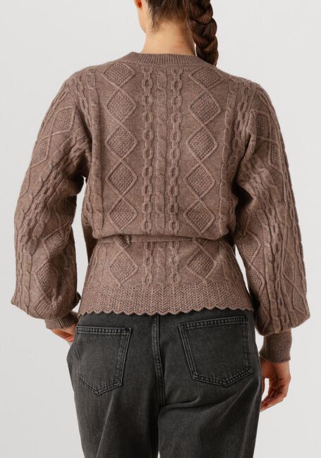 Taupe CO'COUTURE Vest ROW CABLE TIE CARDIGAN - large