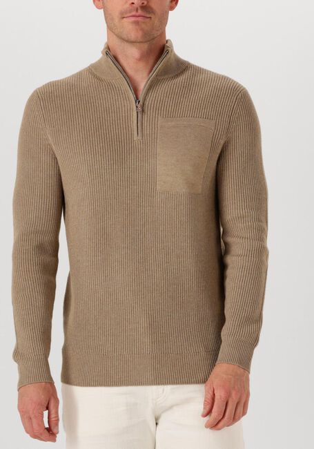 Beige PROFUOMO Trui PULLOVER HALF ZIP - large