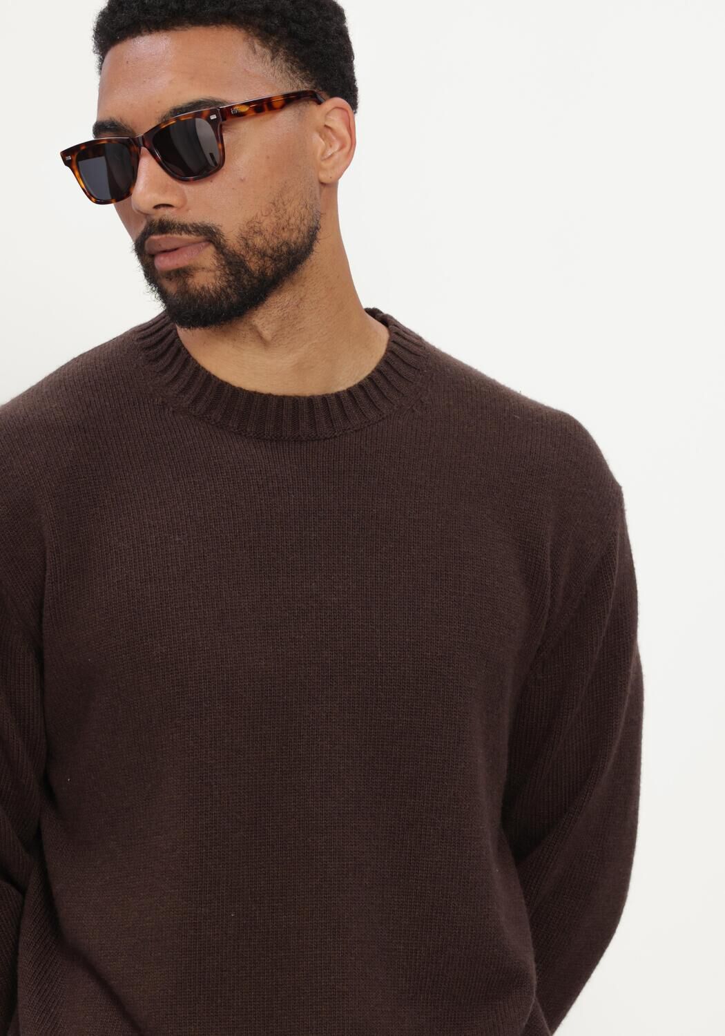 Bruine OLAF HUSSEIN Trui ESSENTIAL KNITTED CREWNECK - large