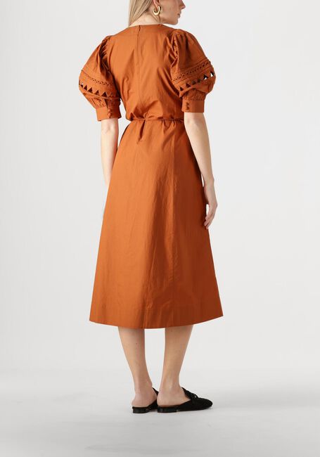 Bruine SCARLETT POPPIES Midi jurk FLEURETTA MIDI DRESS - large