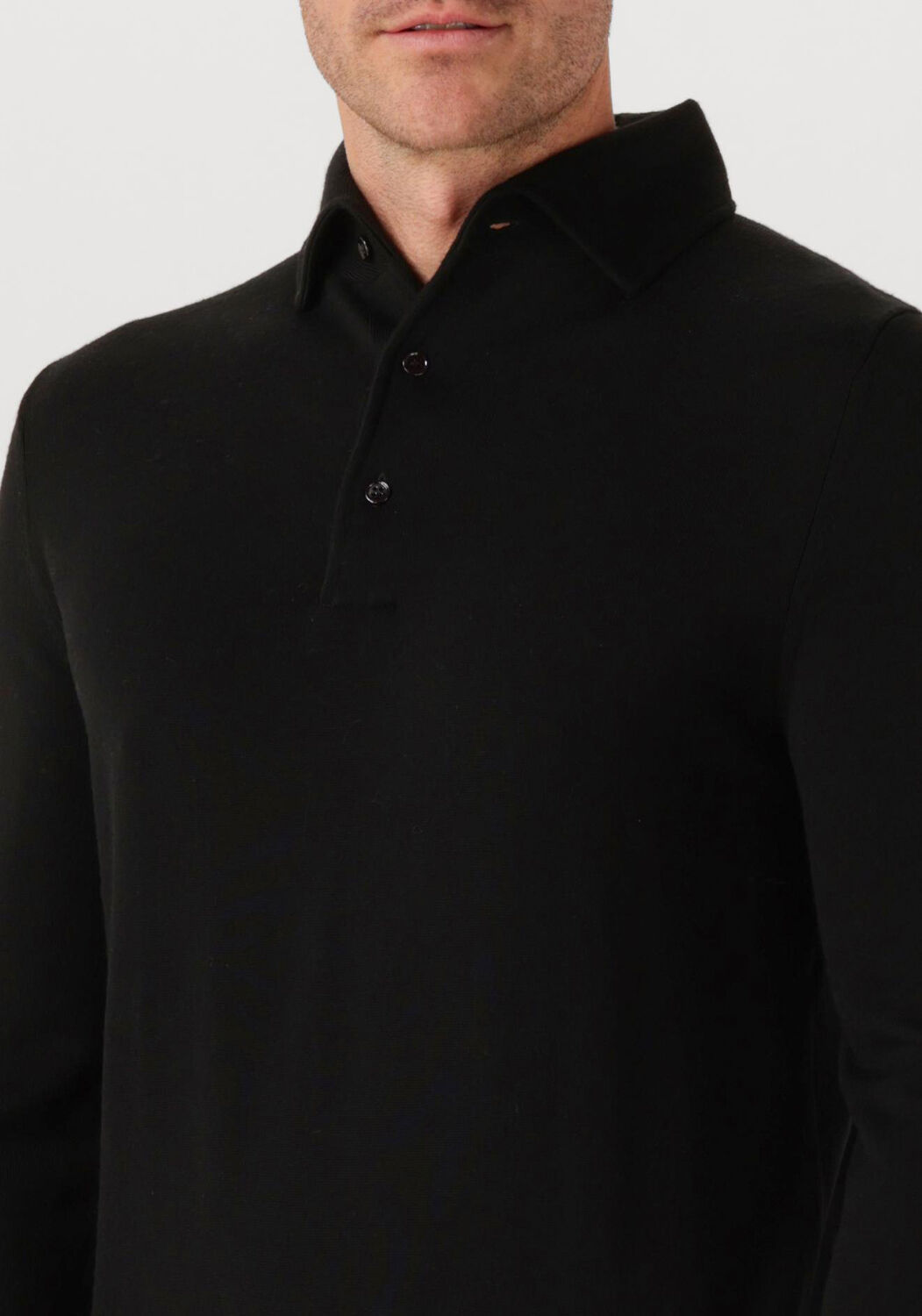 Zwarte LEURINK KNIT Polo POLO HIDDEN BUTTON DOWN - large