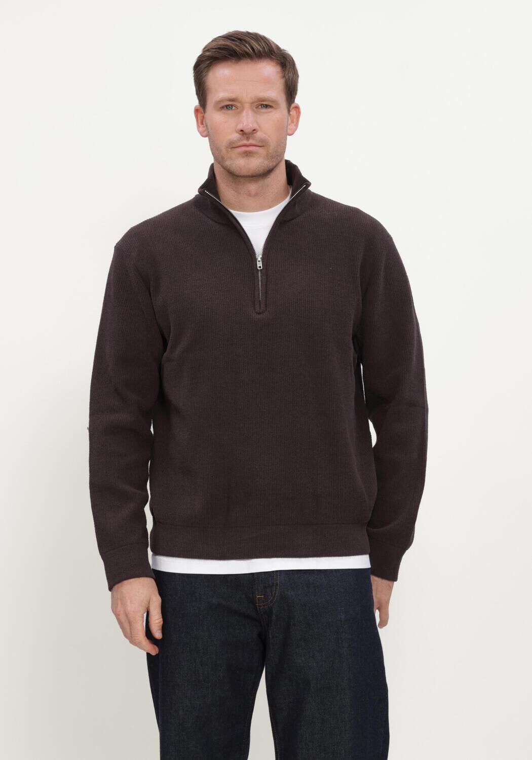 Bruine NN.07 Trui DANNY HALF ZIP 6429 - large