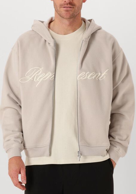 Grijze REPRESENT Vest SCRIPT LOGO ZIP HOODIE - large