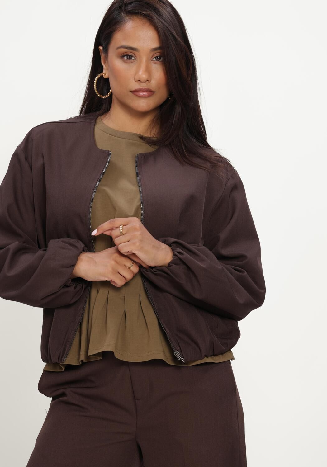 Bruine CO'COUTURE Jassen LUNACC BALLOON ZIP JACKET - large