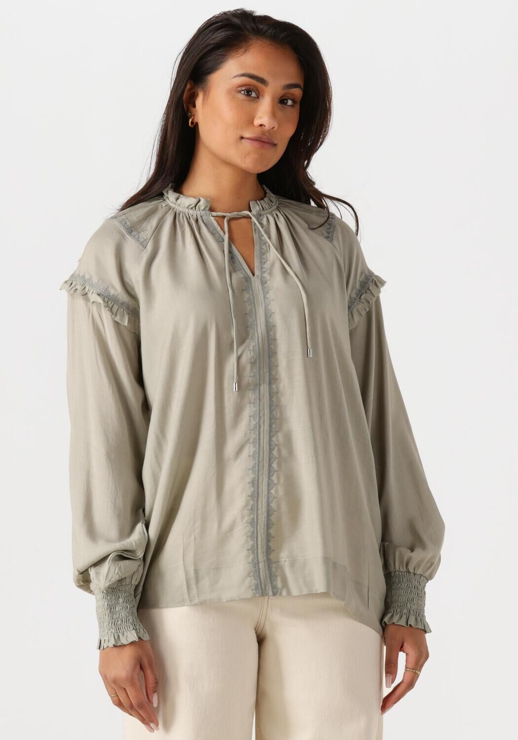 Mos Mosh Blouse Dames Mmmarb Sansa Emb Blouse, Maat: S, Kleur: Beige afbeelding 1