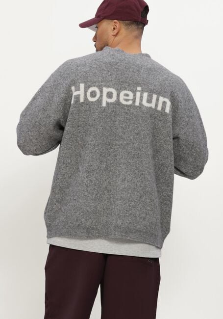 Grijze HOPEIUM Vest ALPACA BLEND LOGO CARDIGAN GREY MELANGE - large