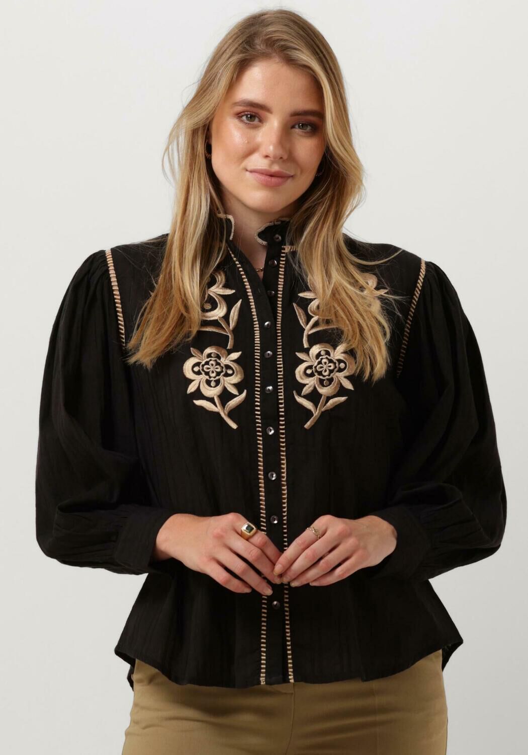 Antik Batik Blouse Dames Anouki Blouse, Maat: M, Kleur: Zwart