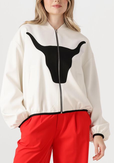 Witte ALIX THE LABEL Jack LADIES WOVEN BULL BOMBER - large
