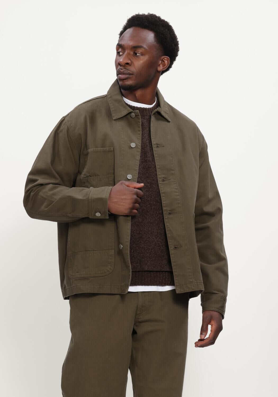 Groene FOR&Eacute;T Trui FORAGER TWILL JACKET - large