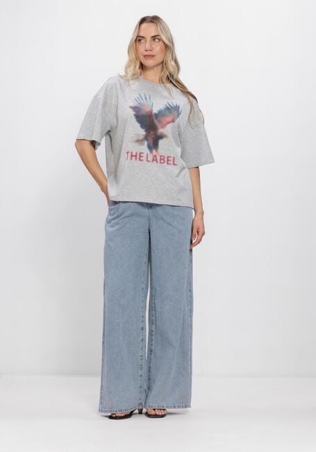 Lichtgrijze ALIX THE LABEL T-shirt LADIES KNITTED FADED EAGEL T-SHIRT - large