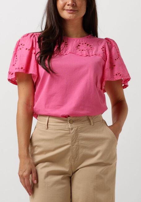 Roze SUMMUM T-shirt TOP JERSEY AND BRODERIE MIX - large