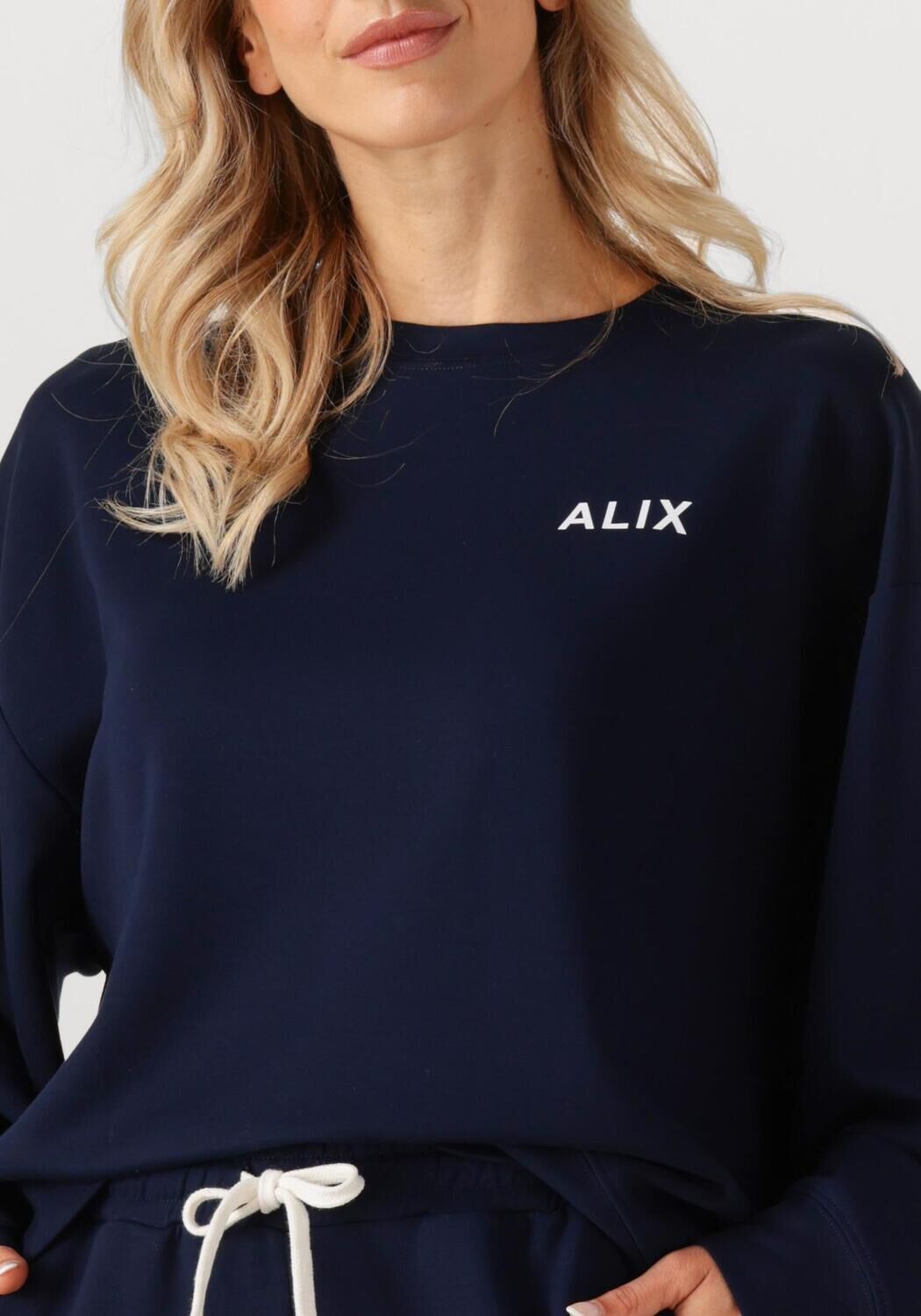 Donkerblauwe ALIX THE LABEL Sweater LADIES KNITTED SCUBA SWEATER - large