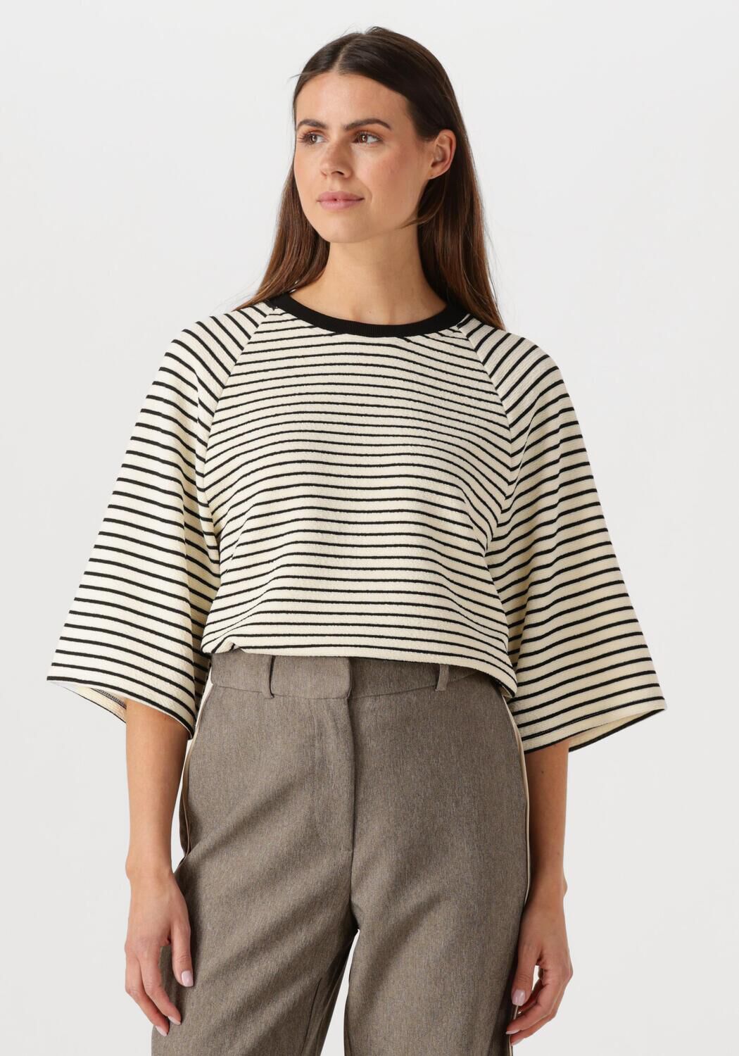 Co'Couture T-Shirt Dames Erincc Stripe Tee, Maat: L, Kleur: Wit