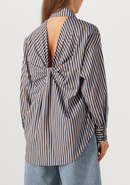 Bruine HAUTE L'AMITIÉ Blouses MELVIN STRIPE TWIST BOW SHIRT - large