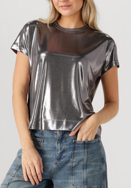 Zilveren MOS MOSH Top MMNIVOLA O-NECK METALLIC TEE - large