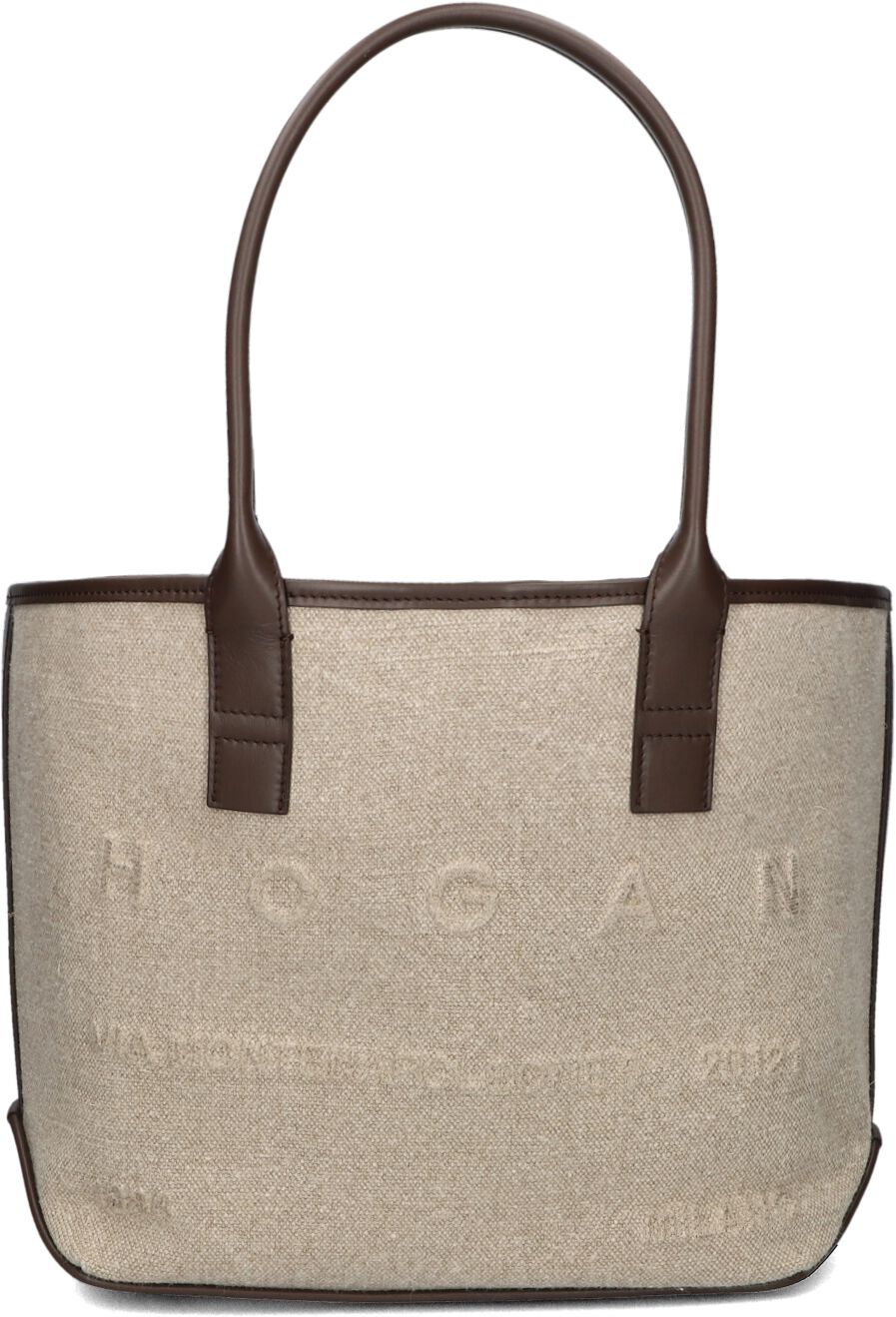 Hogan Hogan Shopper Dames Address Shopping Piccola Tessuto, Materiaal: Canvas, Kleur: Beige