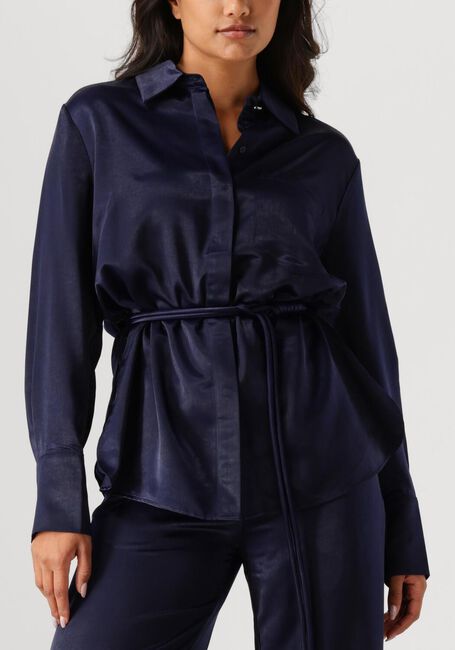 Donkerblauwe DANTE6 Blouses JONI BELTED OVERSIZED SHIRT - large