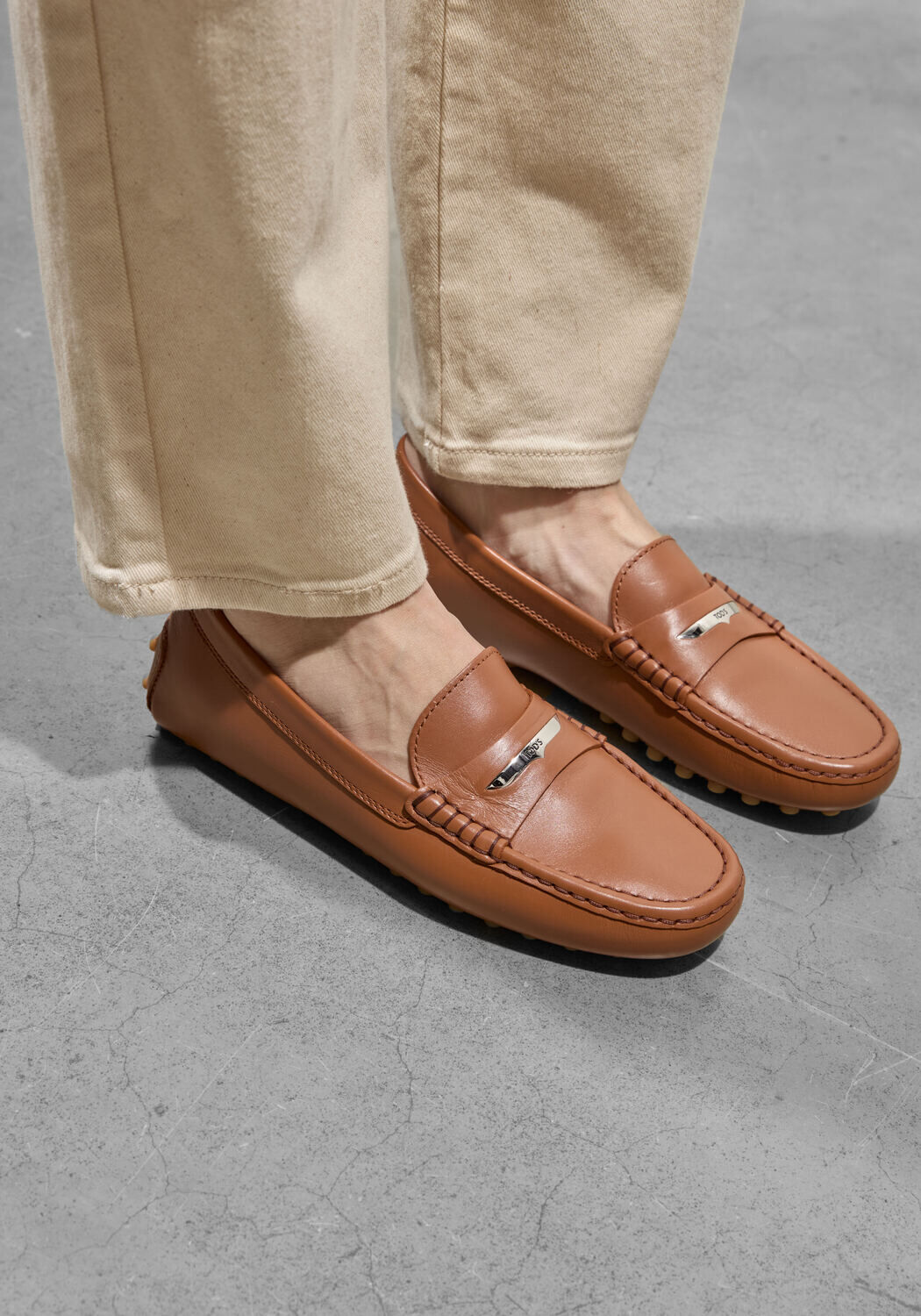 Cognac TOD'S Mocassins GOMMINO 22L BAFFO METALLO - large